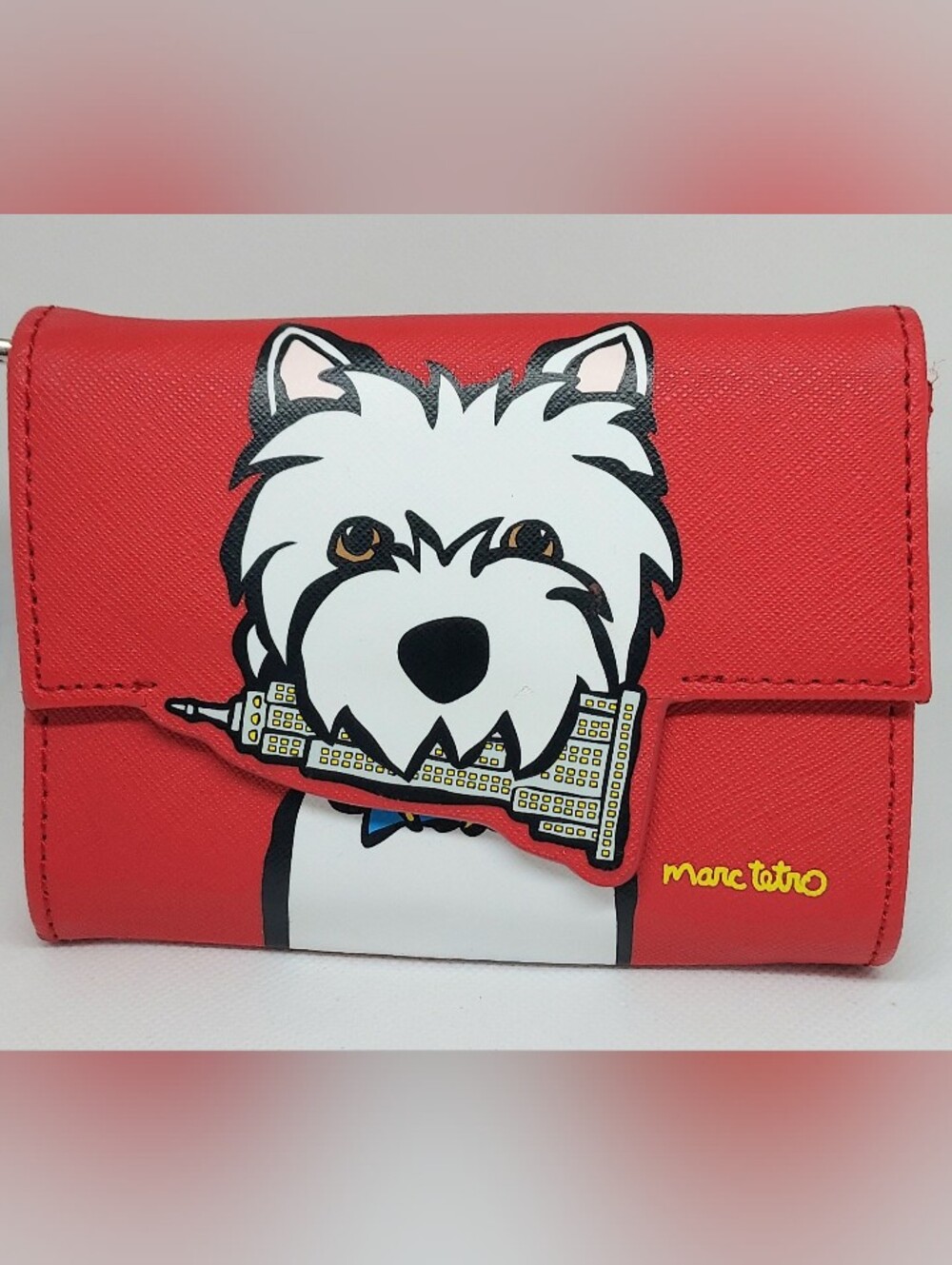 Marc Tetro Westie Dog With Empire State Building Wallet With Keychain RARE
